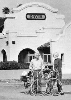 Jerry & Teresa in front of the Davis train station